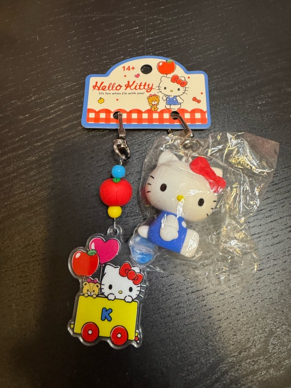 Authentic Santio Hello Kitty 2 Keychain Set - White & Red Cute Character